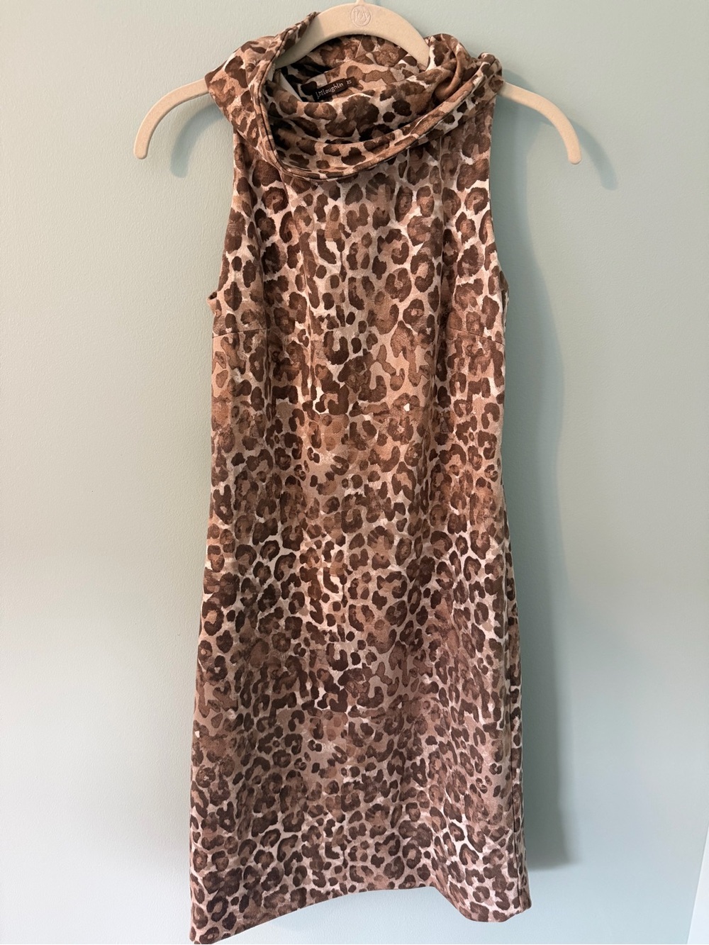 J. McLaughlin Brown and Cream Leopard Cowl Neck Top
